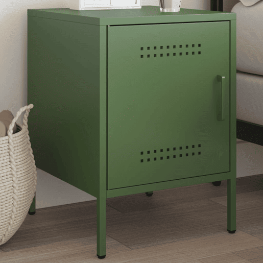 Mesa De Cabeceira - Mesinha De Cabeceira 36x39x50,5 cm aço verde azeitona