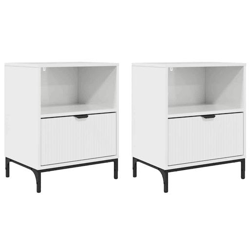 Lote de 2 Mesa De Cabeceira Mesinha De Cabeceira - Branco brilhante 49 x 36 x 61 cm
