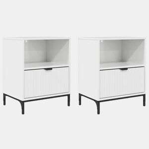 Lote de 2 Mesa De Cabeceira Mesinha De Cabeceira - Branco brilhante 49 x 36 x 61 cm