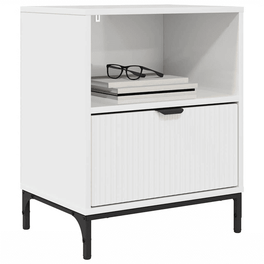 Lote de 2 Mesa De Cabeceira Mesinha De Cabeceira - Branco brilhante 49 x 36 x 61 cm
