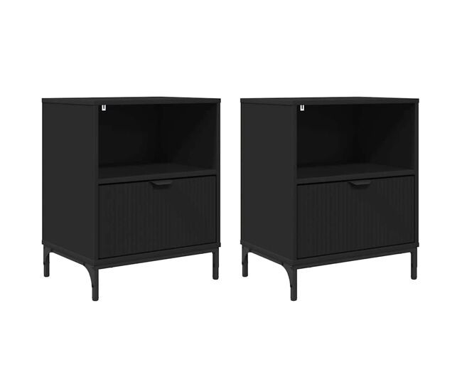 Juego de mesitas de noche - mesillas de noche negro 49 x 36 x 61 cm madera contrachapada