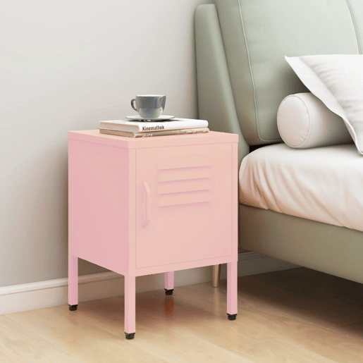 Mesa De Cabeceira - Mesinha De Cabeceira 35x35x51 cm aço rosa