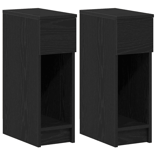 Lote de 2 Mesa De Cabeceira - Mesinha De Cabeceira com gaveta 20x36x60 cm carvalho preto