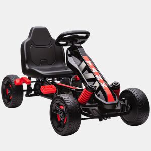 AIYAPLAY Kart a Pedais para Crianças a Partir dos 3 Anos Kart com Embraiagem Automática Travão Rodas Antiderrapantes em EVA e Estrutura Metálica Carga 50 kg 100x59x60,5 cm Vermelho