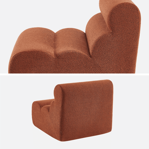 Poltrona de sofá modular em tecido boucle texturizada, Nova boucle, Terracota, 81x99x75 cm