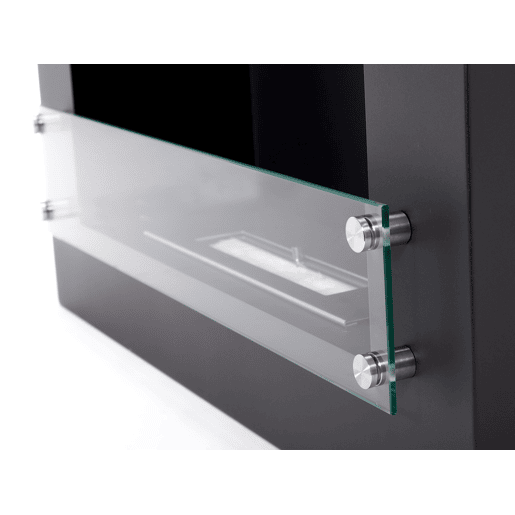 Lareira a etanol com 2kW e 1.2L de capacidade. Desenho rectangular em aço lacado. Inclui um kit de pedras cerâmicas. jarro e funil para enchimento fácil. Sem fumos, odores ou cinzas.