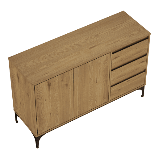 Aparador Kistiandi com 3 gavetas 77x120x40 cm - Efeito carvalho, escuro en.casa