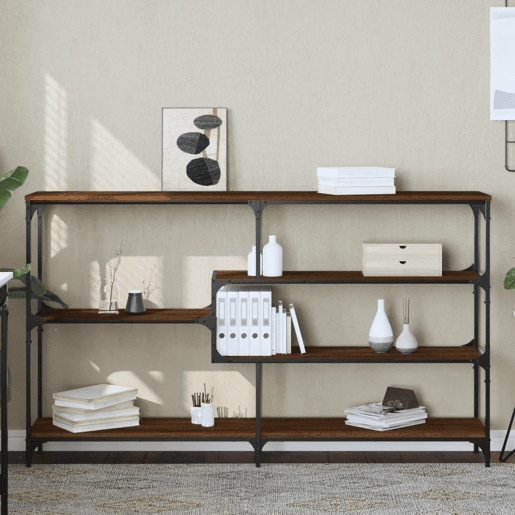 Mesa Consola - Mesa De Entrada 160x32x95 cm derivados madeira carvalho castanho