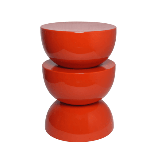 Mesa lateral o mesa de canto metal efeito brilhante, Coumba, Coral, 32x32x46.5 cm