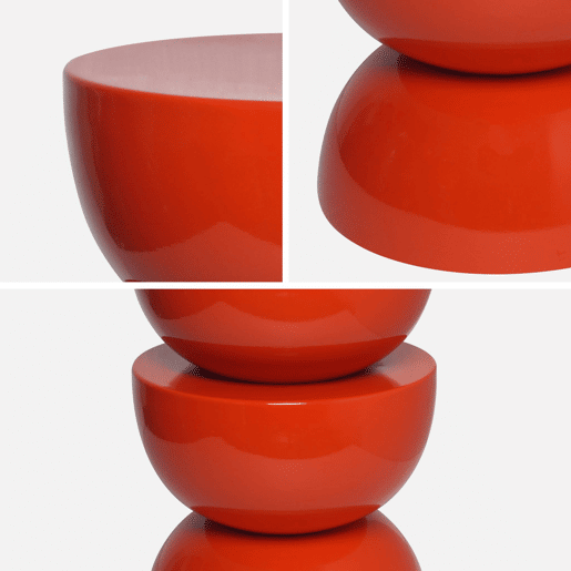 Mesa lateral o mesa de canto metal efeito brilhante, Coumba, Coral, 32x32x46.5 cm