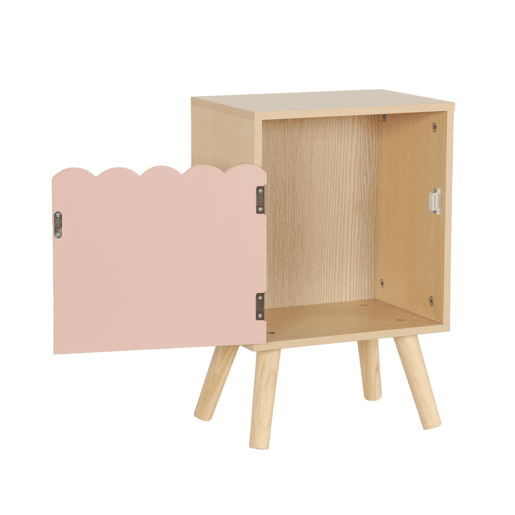 Mesa de cabeceira infantil decor madeira 1 porta, Azur, Rosa, 34x23.5x52 cm
