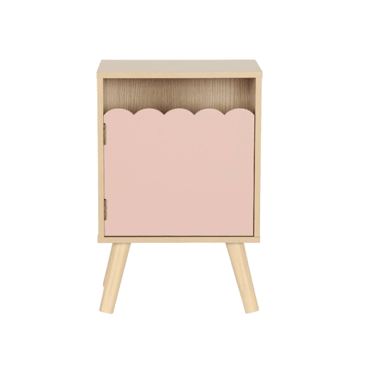 Mesa de cabeceira infantil decor madeira 1 porta, Azur, Rosa, 34x23.5x52 cm