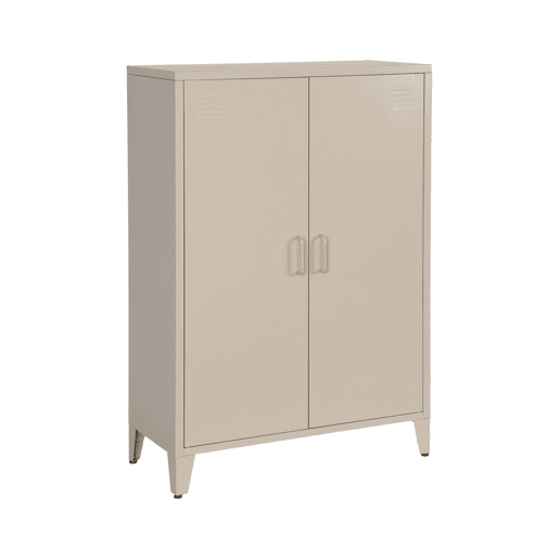 Cômodaarmário industrial metal 2 portas, Soho, Beige, 75x33x110 cm