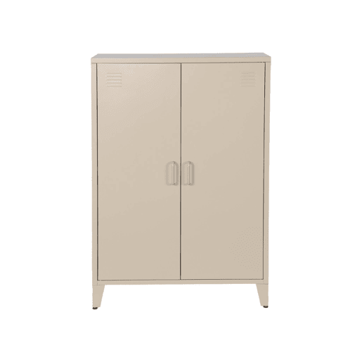 Cômodaarmário industrial metal 2 portas, Soho, Beige, 75x33x110 cm