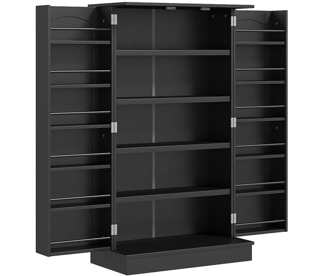 Homcom armario de cocina, armario despensa cocina, con 2 puertas, 16 estantes, alacena moderna, con estantes ajustables, para comedor, salón, 60x30x104 cm, negro