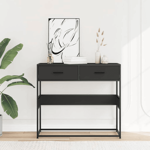 Mesa Consola - Mesa De Entrada 90x35x80 cm derivados de madeira preto