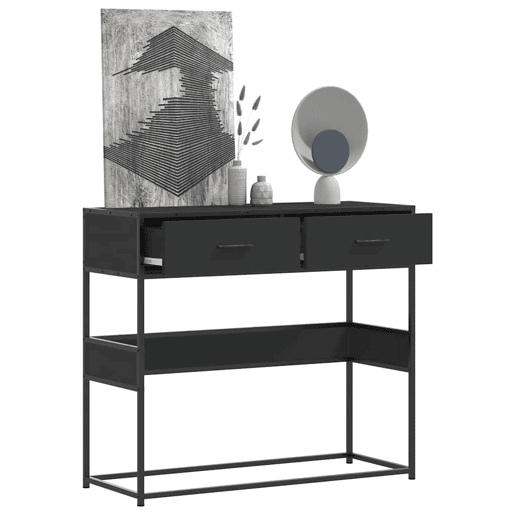 Mesa Consola - Mesa De Entrada 90x35x80 cm derivados de madeira preto