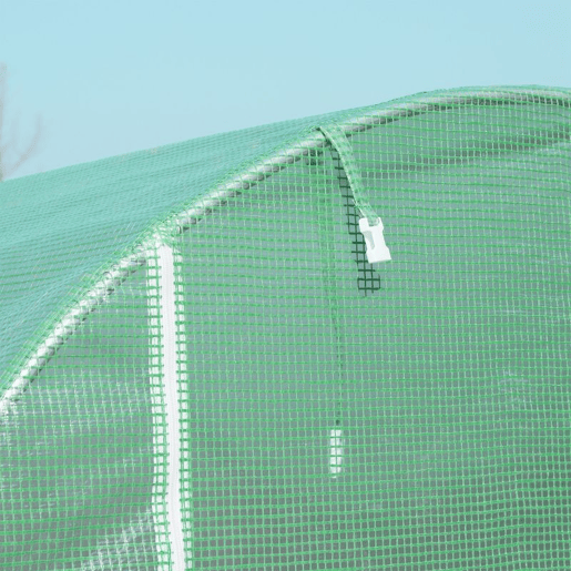 Outsunny Estufa tipo Túnel 500x200x205 cm Estufa de Jardim com Porta Enrolável e 8 Janelas Cobertura de PE 140 gm² Estrutura de Metal para Cultivo de Plantas Verduras Verde