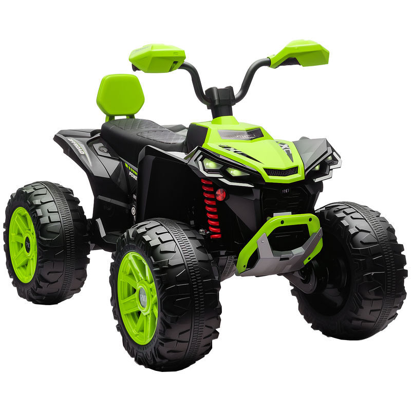Aiyaplay quad eléctrico para niños 24v, quad para niños de 3-8 años de 2 plazas, con 2 motores, velocidad hasta 6,5 km/h, ruedas con suspensión, faros, bocina, música, usb, verde