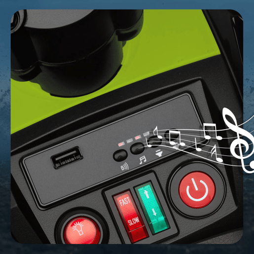 AIYAPLAY Quadricilo Elétrico para Crianças 24V para 3-8 Anos com 2 Lugares 2 Motores Velocidade até 6,5 kmh Rodas com Suspensão Faróis Buzina Música e USB 109x68,5x76 cm Verde