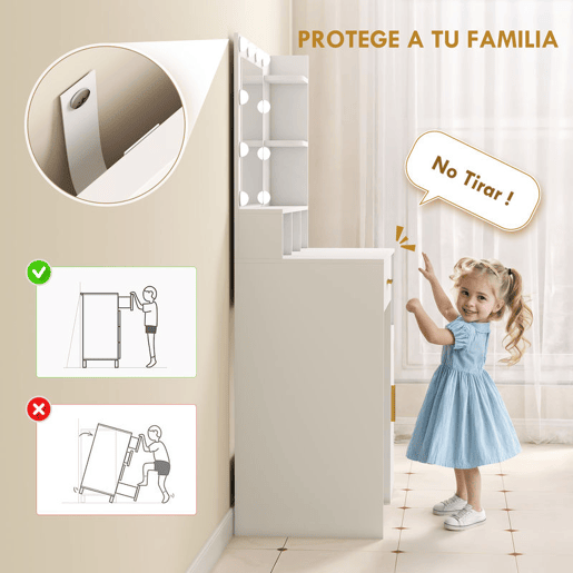 HOMCOM Toucador de Maquilhagem com Luzes LED e Banco Toucador com Espelho 10 Lâmpadas LED Gaveta Prateleiras Compartimentos Abertos para Quarto Closet Branco
