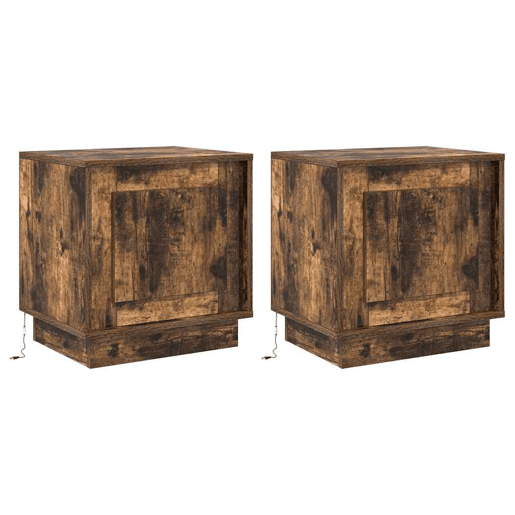 Lote de 2 Mesa De Cabeceira - Mesinha De Cabeceira Carvalho fumado 44 x 34.5 x 45 cm
