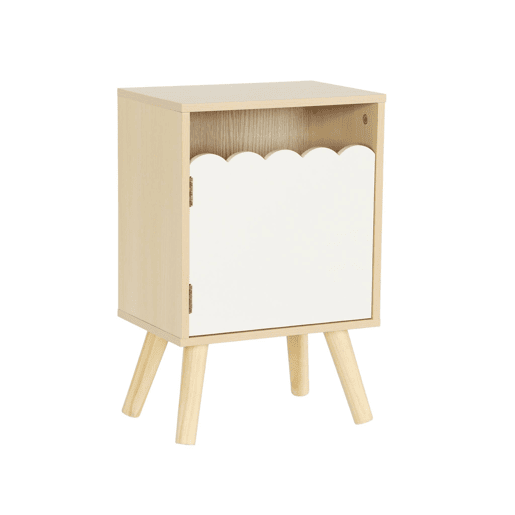 Mesa de cabeceira infantil decor madeira 1 porta, Azur, Branco, 34x23.5x52 cm