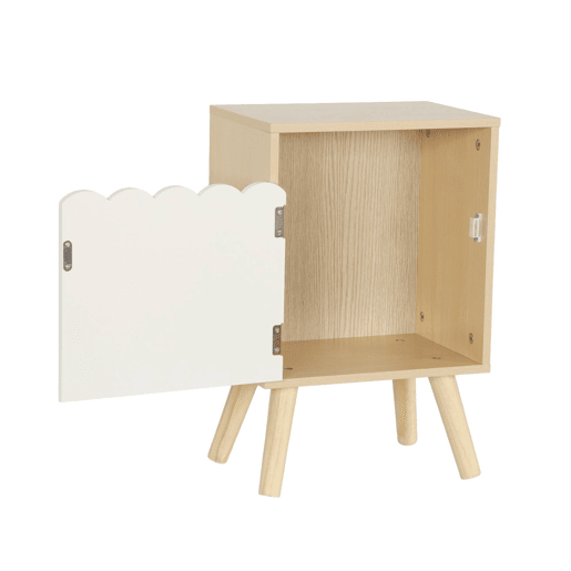 Mesa de cabeceira infantil decor madeira 1 porta, Azur, Branco, 34x23.5x52 cm
