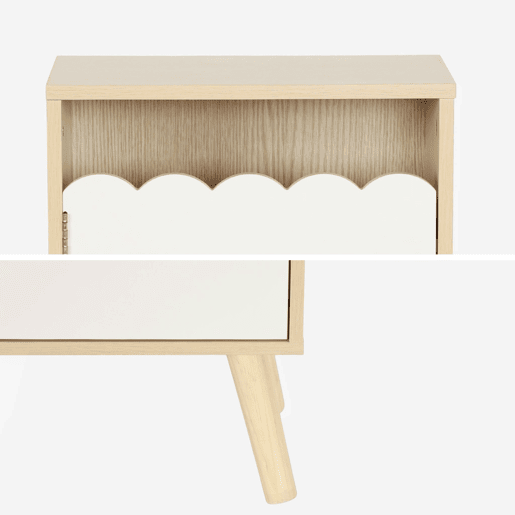 Mesa de cabeceira infantil decor madeira 1 porta, Azur, Branco, 34x23.5x52 cm