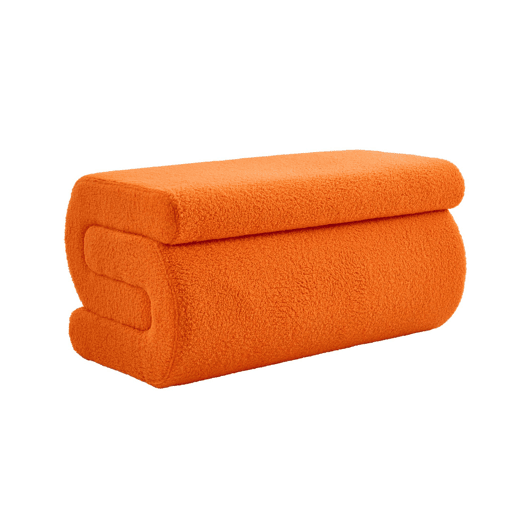 Banco design revestimento bouclé 1-2 lugares Laranja - 92x50x45 cm