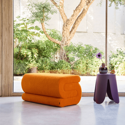 Banco design revestimento bouclé 1-2 lugares Laranja - 92x50x45 cm