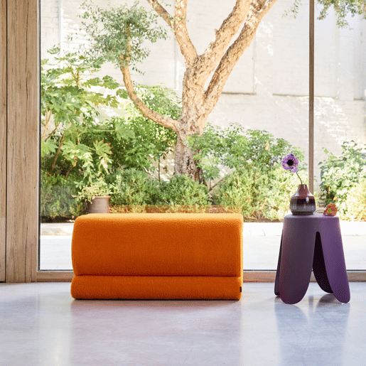 Banco design revestimento bouclé 1-2 lugares Laranja - 92x50x45 cm