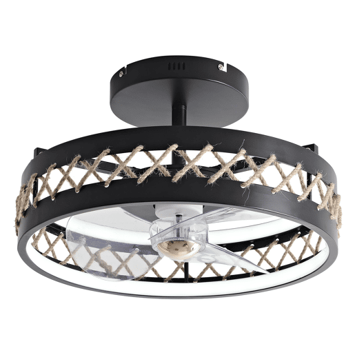 Candeeiro LED para ventoinha de teto com detalhes de acabamento em corda. Controlado por telecomando ou através de App via Bluetooth. Três tipos de luz LED: Fria. Natural ou Quente. Níveis de intensidade luminosa graduados Luz: 52W. Ventoinha: 13W Tempori Candeeiro LED para ventoinha de teto com detalhes de acabamento em corda. Controlado por telecomando ou através de App via Bluetooth. Três tipos de luz LED: Fria. Natural ou Quente. Níveis de intensidade luminosa graduados Luz: 52W. Ventoinha: 13W Tempori