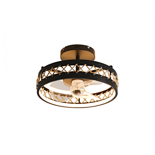 Candeeiro LED para ventoinha de teto com detalhes de acabamento em corda. Controlado por telecomando ou através de App via Bluetooth. Três tipos de luz LED: Fria. Natural ou Quente. Níveis de intensidade luminosa graduados Luz: 52W. Ventoinha: 13W Tempori Candeeiro LED para ventoinha de teto com detalhes de acabamento em corda. Controlado por telecomando ou através de App via Bluetooth. Três tipos de luz LED: Fria. Natural ou Quente. Níveis de intensidade luminosa graduados Luz: 52W. Ventoinha: 13W Tempori