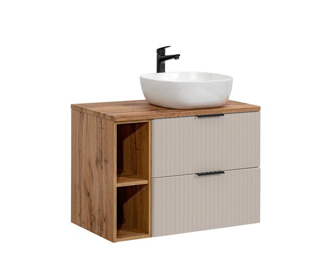 Mueble lavabo individual 80cm 2 compartimientos adriel cachemira y madera