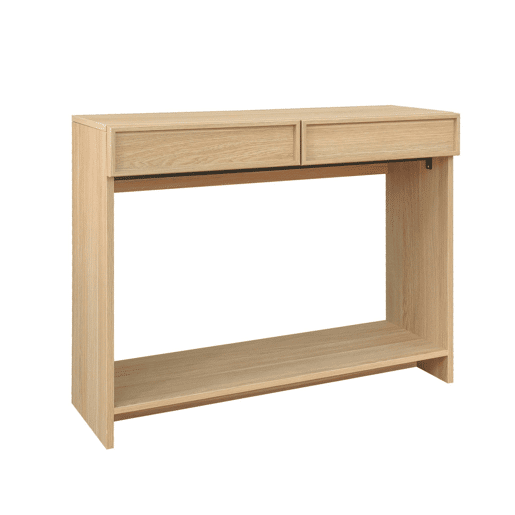 Console em efeito madeira 2 gavetas e prateleira, Kuba, Natural, 100x33x78 cm
