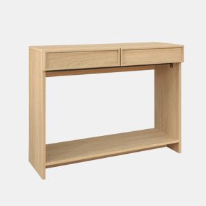 Console em efeito madeira 2 gavetas e prateleira, Kuba, Natural, 100x33x78 cm