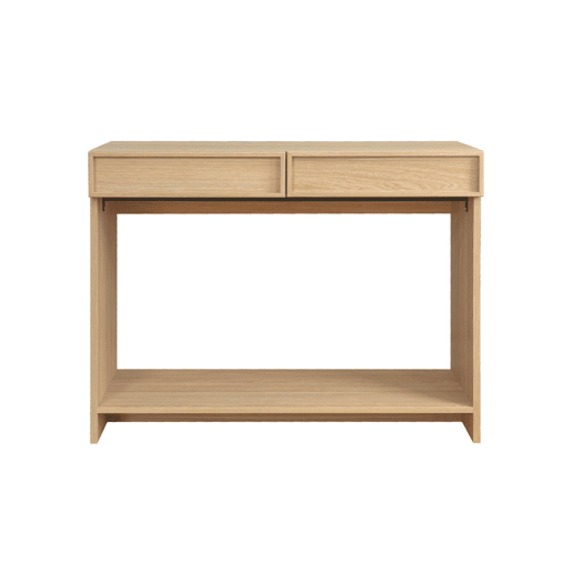 Console em efeito madeira 2 gavetas e prateleira, Kuba, Natural, 100x33x78 cm