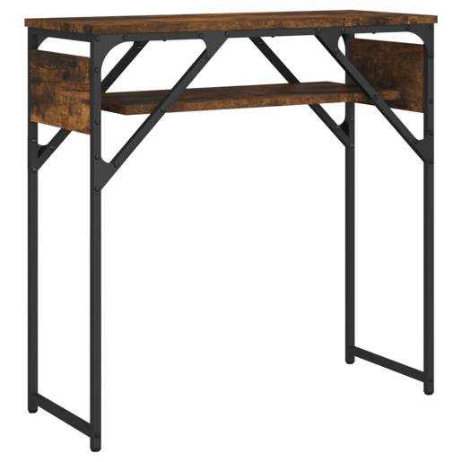 Mesa Consola - Mesa De Entrada c prateleira derivados de madeira carvalho fumado