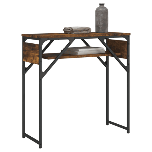 Mesa Consola - Mesa De Entrada c prateleira derivados de madeira carvalho fumado