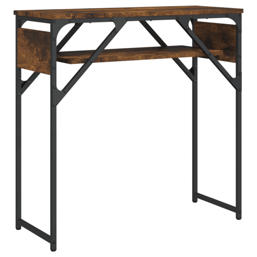 Mesa Consola - Mesa De Entrada c prateleira derivados de madeira carvalho fumado