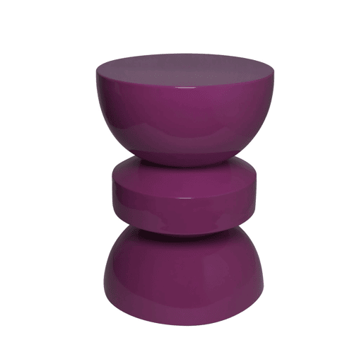 Mesa lateral de metal efeito brilhante, Assa, Roxo, 32x32x44.5 cm