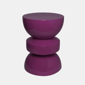 Mesa lateral de metal efeito brilhante, Assa, Roxo, 32x32x44.5 cm