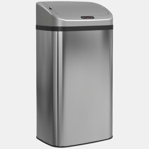 HOMCOM Balde de Lixo Automático para Cozinha 48 L Aço Inoxidável Sensor Infravermelho Fechamento Automático Antimarcas de Dedos para Escritório 33x25x69 cm Prata