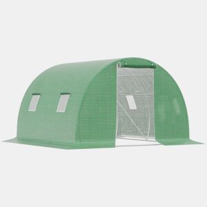 Outsunny Estufa de Exterior 3x3x2 m, Estufa de Túnel com Porta Enrolável, 4 Janelas de Rede, Cobertura em PE 140gm² e Estrutura de Aço Galvanizado, Anti-UV, Impermeável, para Cultivo, Verde