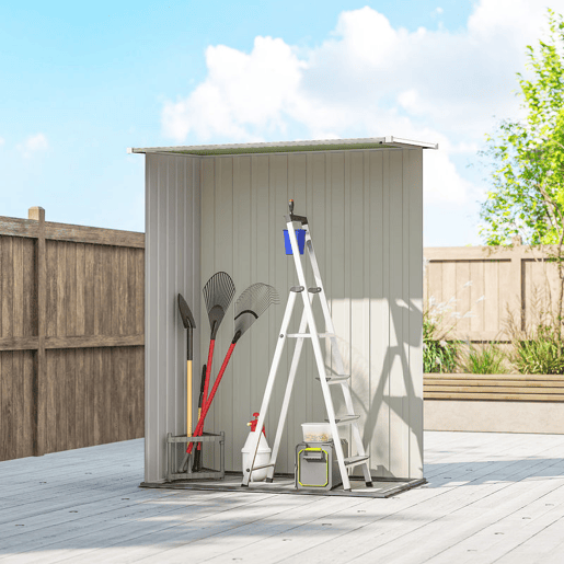 Outsunny Abrigo de Jardim 1,07? 142x84x189 cm Abrigo de Armazenamento Galvanizado Abrigo de Ferramentas com Teto Inclinado e Porta para Varanda Exterior Verde Claro