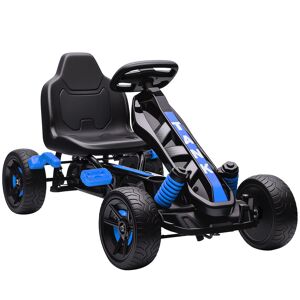 AIYAPLAY Kart a Pedais para Crianças a Partir dos 3 Anos Kart com Embraiagem Automática Travão Rodas Antiderrapantes em EVA e Estrutura Metálica Carga 50 kg 100x59x60,5 cm Azul