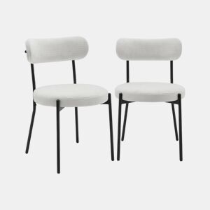 Cadeiras de metal e tecido, set de 2, Livia, Branco, 47x49x76.5 cm