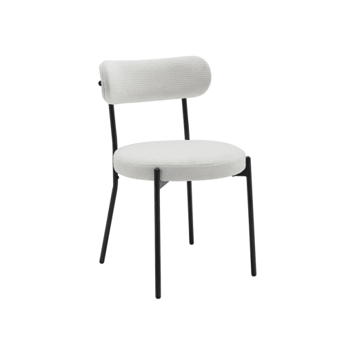 Cadeiras de metal e tecido, set de 2, Livia, Branco, 47x49x76.5 cm