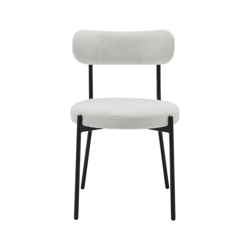 Cadeiras de metal e tecido, set de 2, Livia, Branco, 47x49x76.5 cm